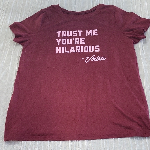 Torrid Maroon Classic Fit Tee with White Text - Picture 2 of 8